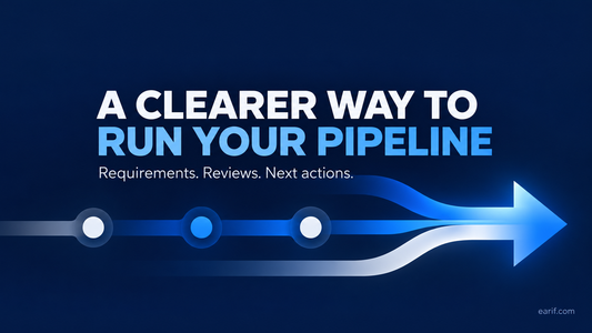A clearer way to run your pipeline. Requirements, reviews and next actions join a single forward path.