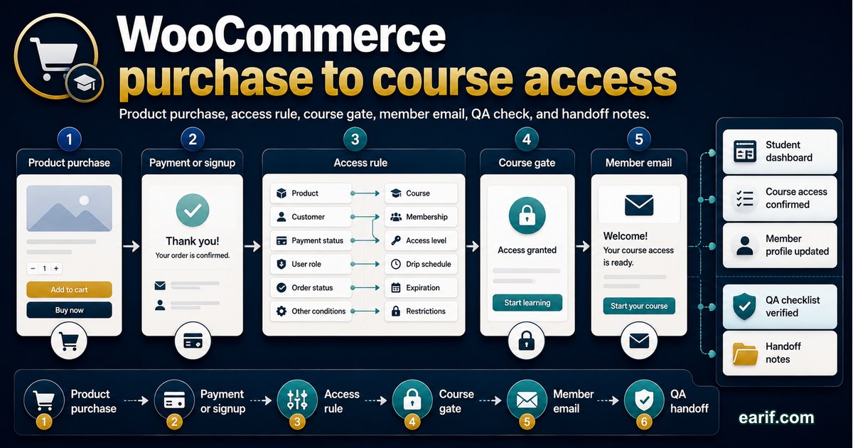 WooCommerce Purchase To Course Access Setup service preview image for eArif.com