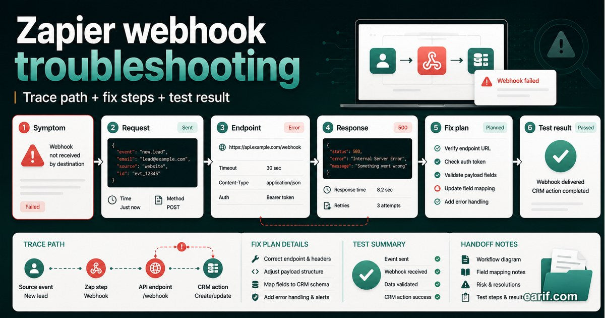 Zapier Webhook Troubleshooting service preview image for eArif.com