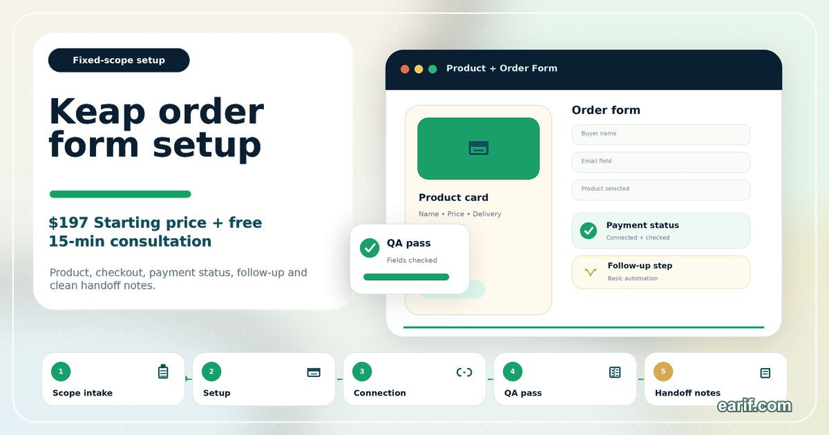Keap Product And Order Form Setup service preview image for eArif.com
