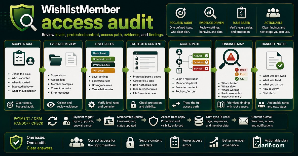 WishlistMember Access Audit service preview image for eArif.com