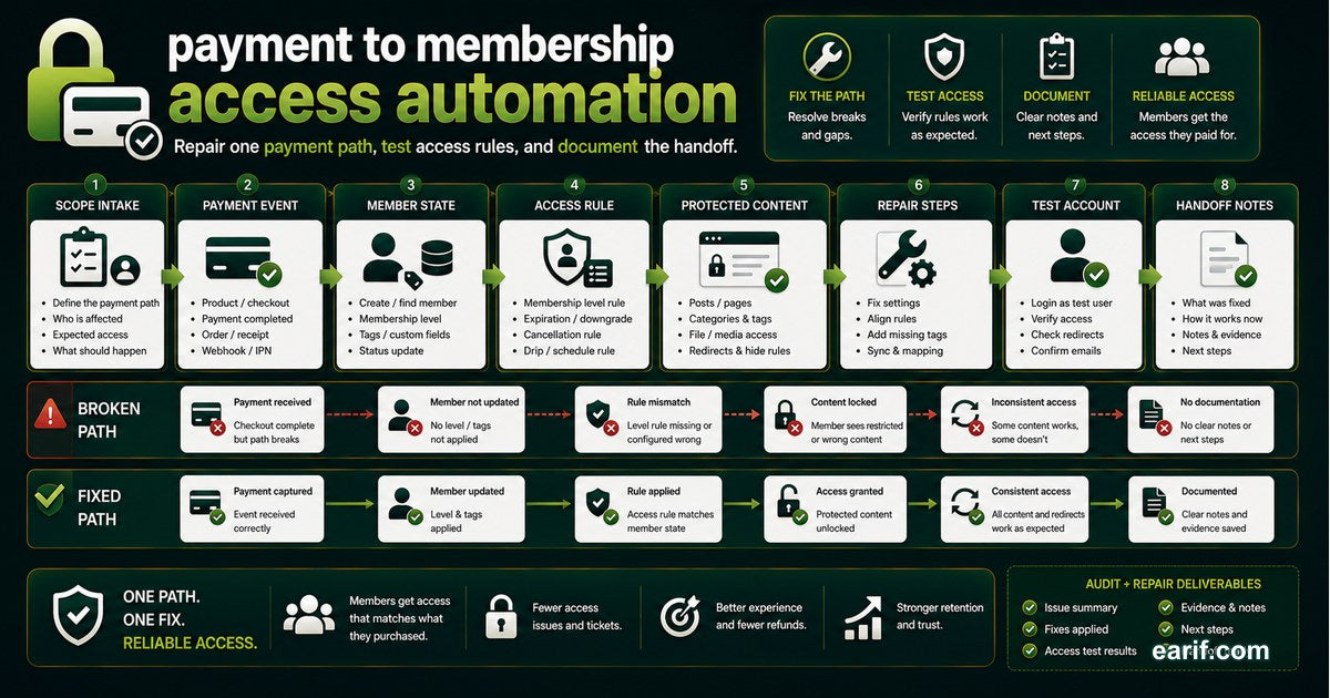 Payment-To-Membership Access Repair service preview image for eArif.com