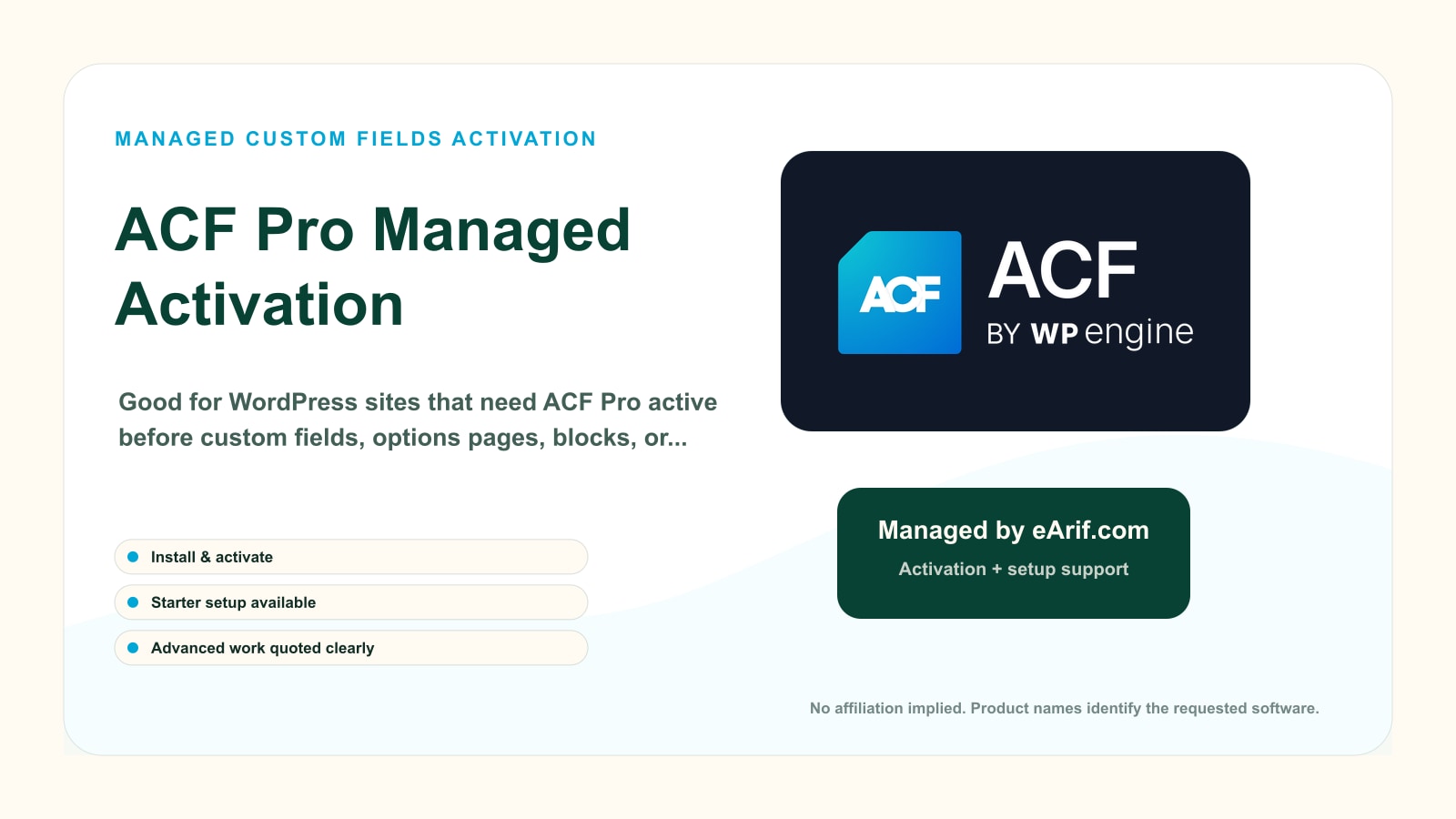 ACF Pro Managed Activation product page image by eArif.com