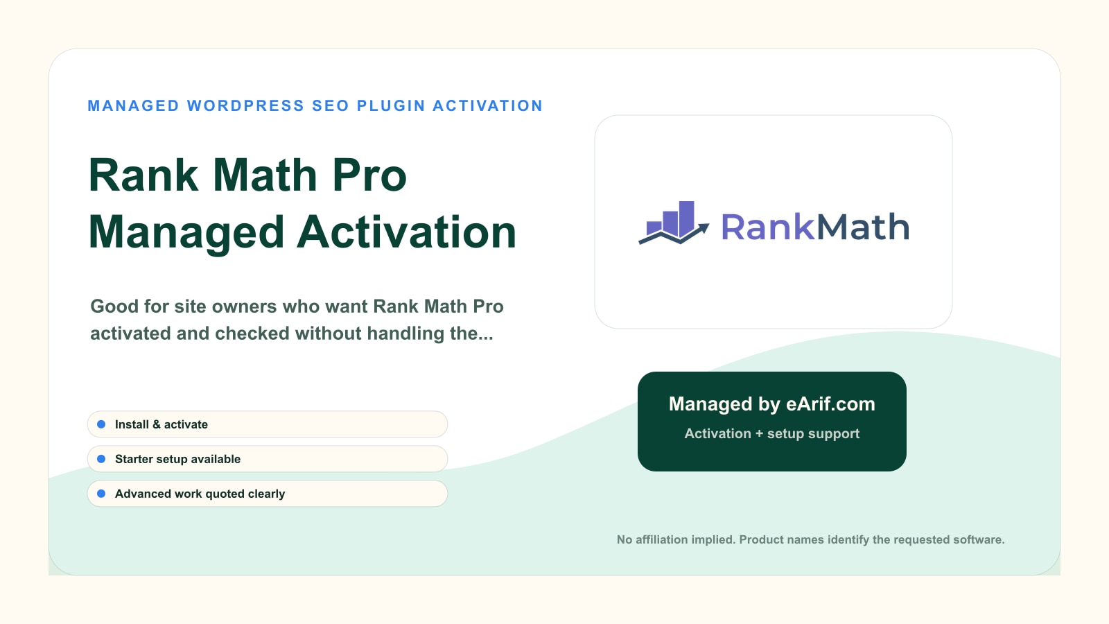 Rank Math Pro Managed Activation product page image by eArif.com