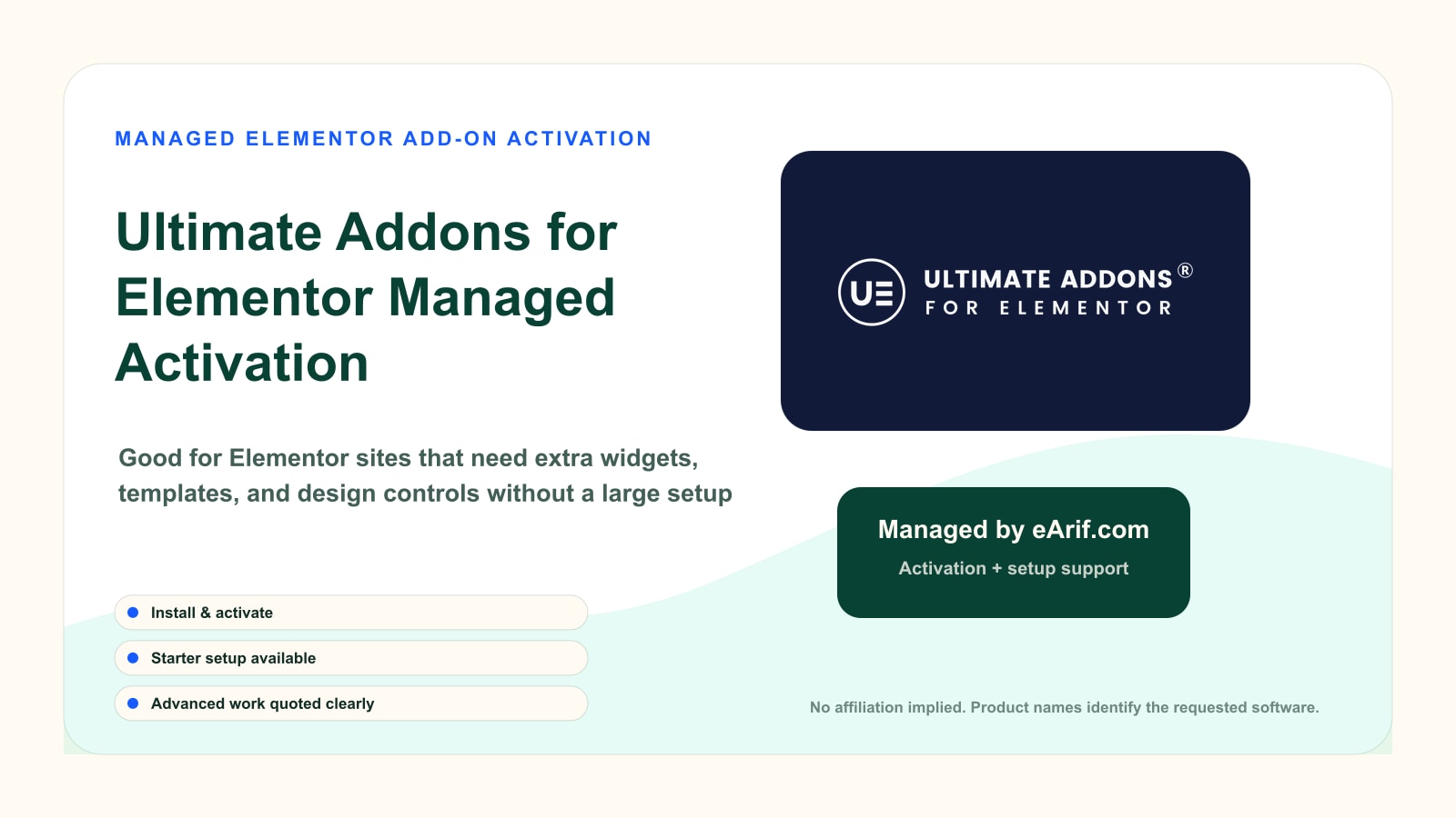 Ultimate Addons for Elementor Managed Activation product page image by eArif.com